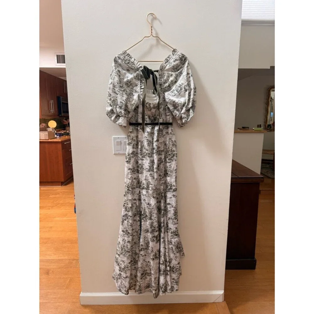 ✨ Antonio Melani x Nicola Bathie Hallie Jacquard Puff Sleeve Tea Length Dress ✨ - Picture 7 of 7